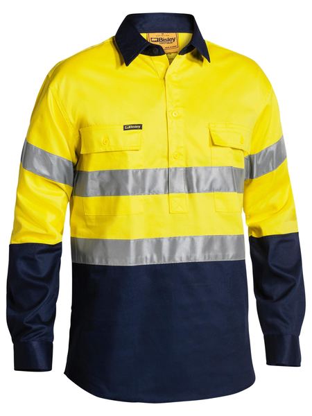 Bisley - Men's Taped Hi Vis Closed Front Drill Shirt - BTC6456