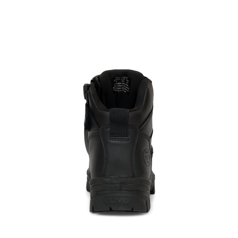 Oliver - 130mm Black Zip Sided Hiker Boot