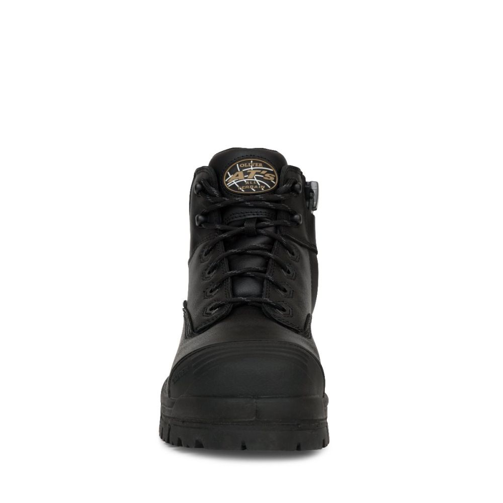 Oliver - 130mm Black Zip Sided Hiker Boot