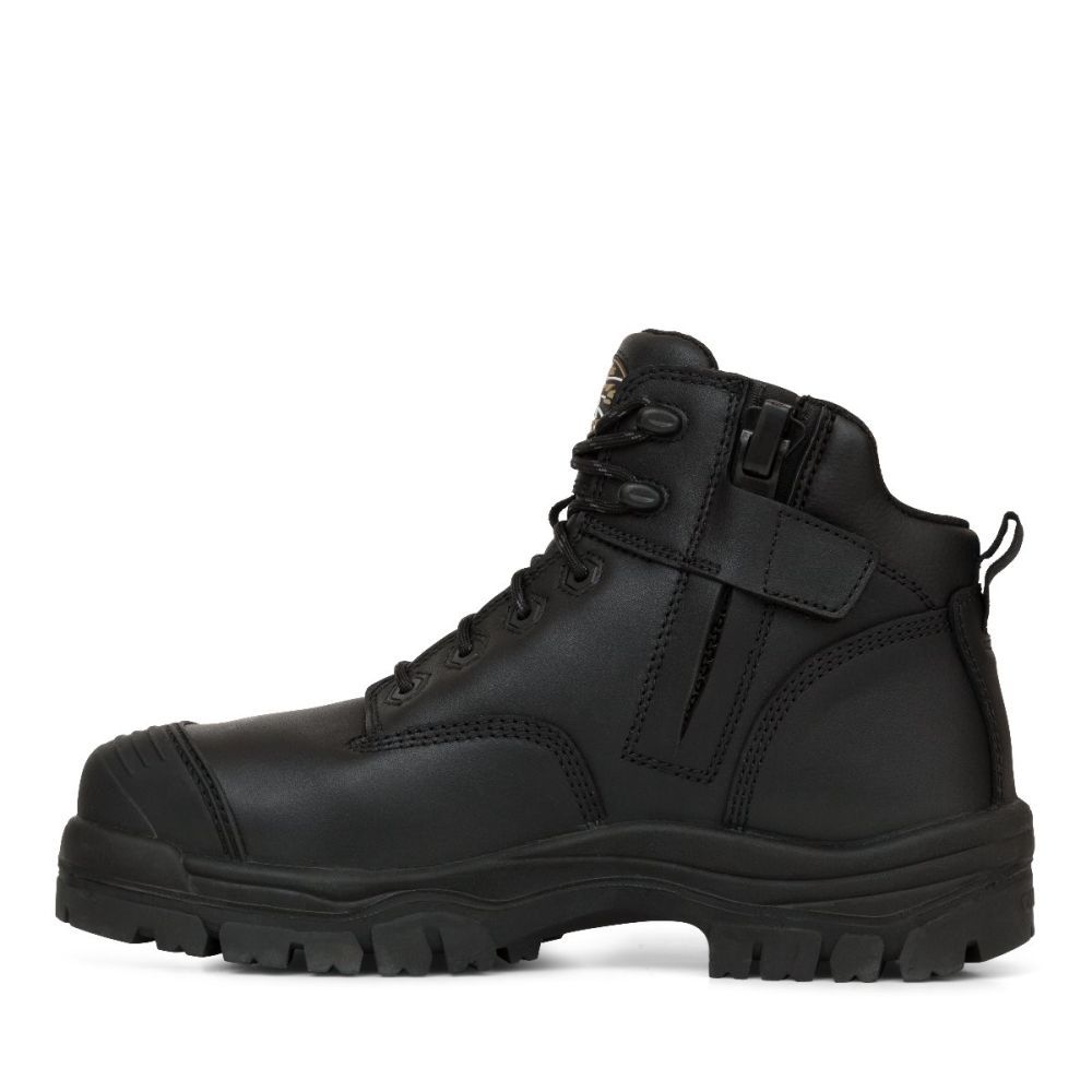 Oliver - 130mm Black Zip Sided Hiker Boot