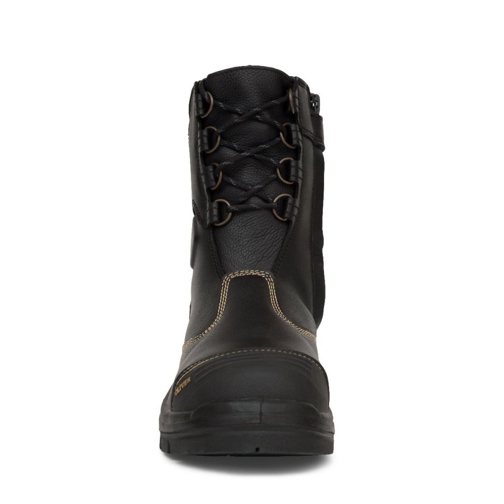 Oliver - 200mm Hi-Leg Black Zip Sided Boot