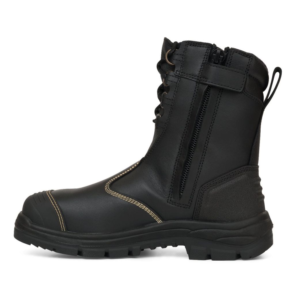 Oliver - 200mm Hi-Leg Black Zip Sided Boot
