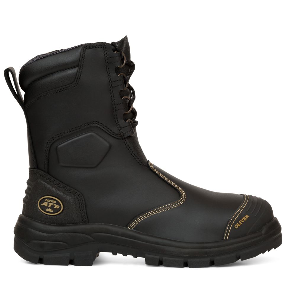 Oliver - 200mm Hi-Leg Black Zip Sided Boot