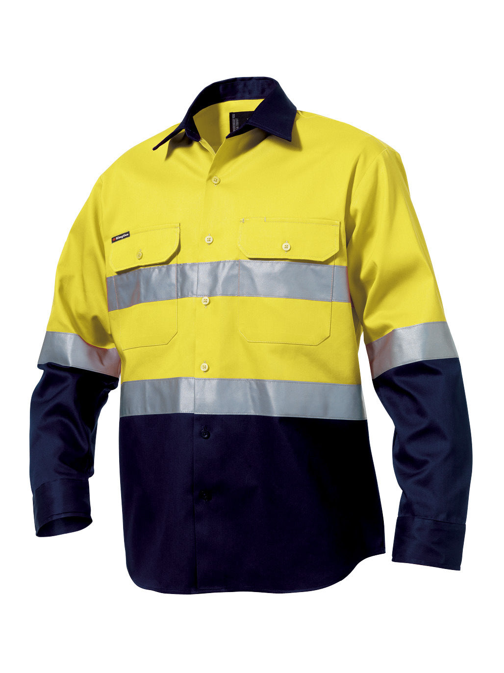 KingGee - Men's Originals Hi-Vis Reflective Two Tone Long Sleeve Work Shirt - K54315