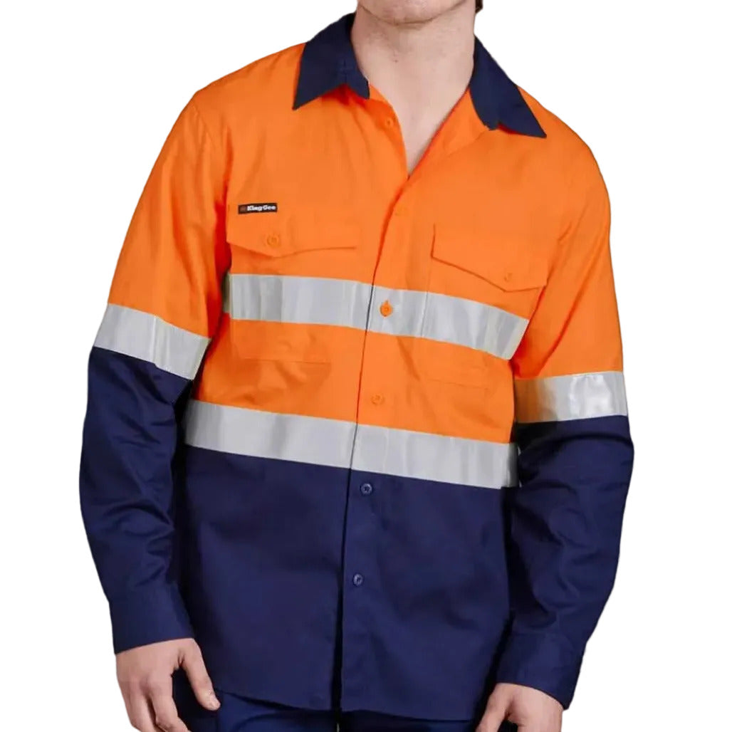 KingGee - Men's Workcool 2 Hi-Vis Reflective Two Tone Long Sleeve Work Shirt - K54880