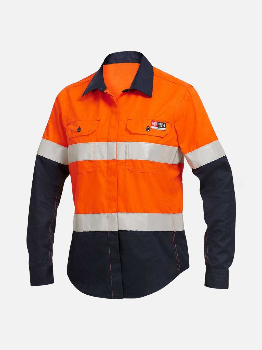 KingGee - Women's ShieldTec FR Hi Vis 2Tone Open Front Taped Shirt PPE2 - Y04050