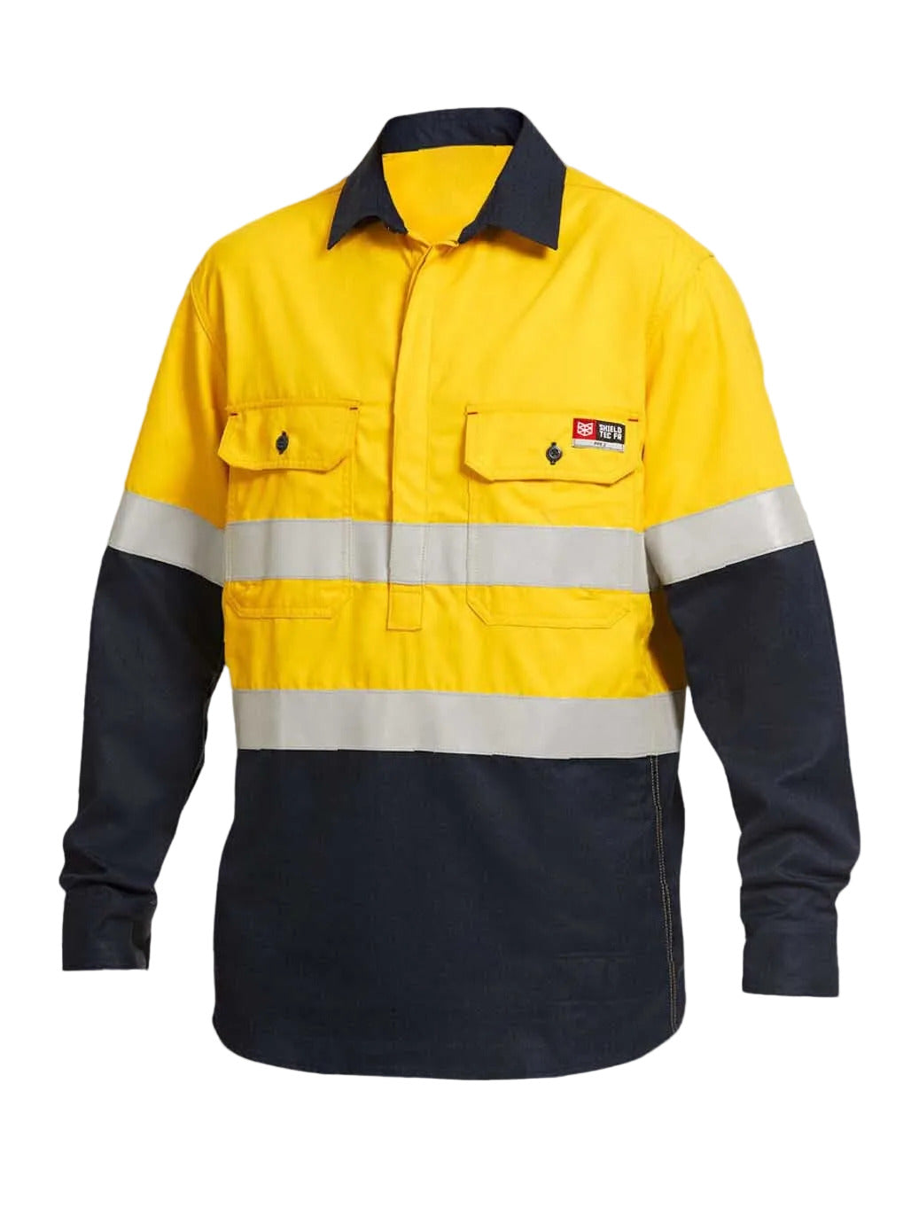 KingGee - Men's ShieldTec FR Hi Vis 2 Tone Closed Front Taped Shirt PPE2 -  Y04550