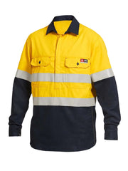 KingGee - Men's ShieldTec FR Hi Vis 2 Tone Closed Front Taped Shirt PPE2 -  Y04550