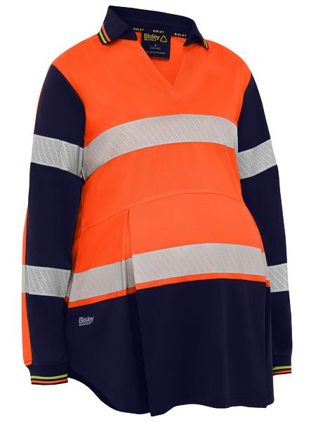 Bisley - Women's Taped Hi Vis Recycled V-Neck Maternity Polo - BKLM6225T