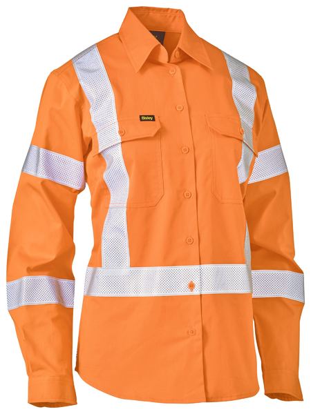 Bisley - Women's X Taped Biomotion Hi Vis Cool Lightweight Drill Shirt - BL6166XT