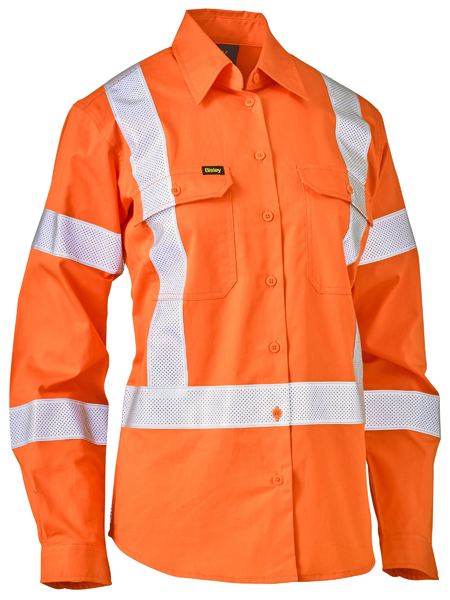 Bisley - Women's X Taped Biomotion Hi Vis Cool Lightweight Drill Shirt - BL6166XT