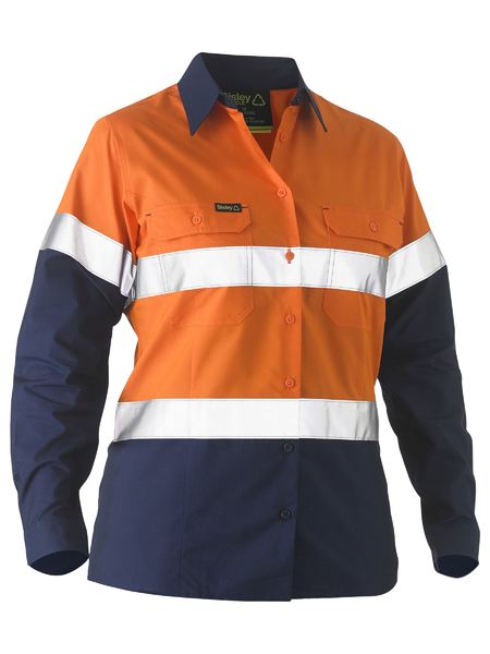 Bisley - Recycle Women's Taped Two Tone Hi Vis Drill Shirt - BL6996T