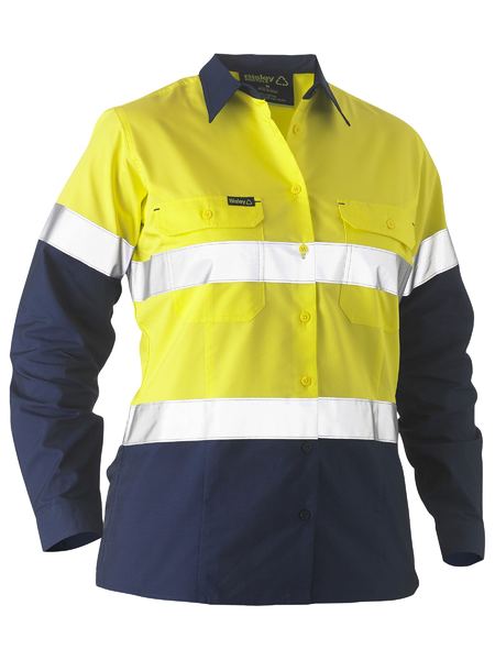 Bisley - Recycle Women's Taped Two Tone Hi Vis Drill Shirt - BL6996T