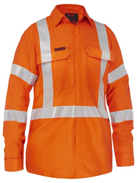 Bisley - Apex 185 Women's X Taped Biomotion Hi Vis FR Ripstop Vented Shirt - BL8439XT