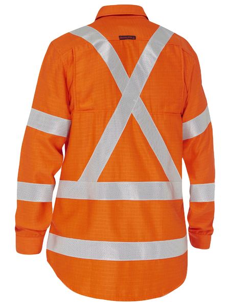 Bisley - Apex 185 Women's X Taped Biomotion Hi Vis FR Ripstop Vented Shirt - BL8439XT
