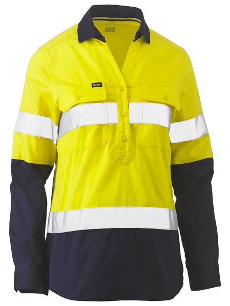 Bisley - Womens Taped Hi Vis Stretch Closed Front Shirt - BLC6064T