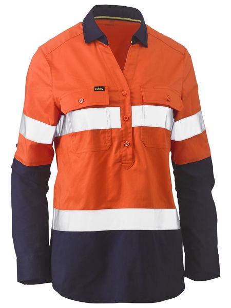 Bisley - Womens Taped Hi Vis Stretch Closed Front Shirt - BLC6064T