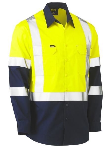 Bisley - Men's X Taped Biomotion Two Tone Hi Vis Lightweight Drill Shirt - BS6696XT