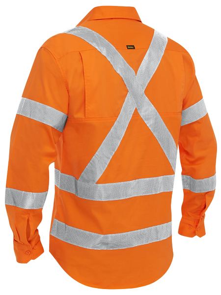 Bisley - Men's X Taped Closed Front Hi Vis Cool Lightweight Drill Shirt - BSC6166XT
