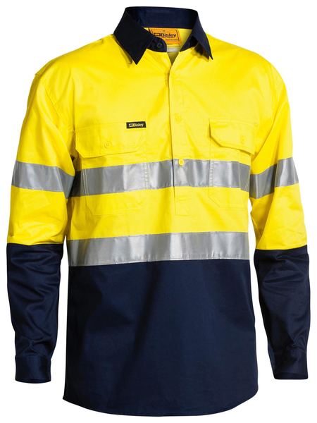 Bisley - Men's Taped Hi Vis Closed Front Cool Lightweight Shirt - BSC6896