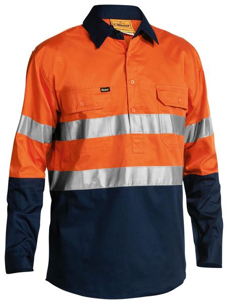 Bisley - Men's Taped Hi Vis Closed Front Cool Lightweight Shirt - BSC6896