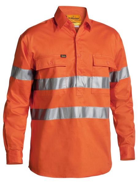 Bisley - Men's Taped Hi Vis Closed Front Drill Shirt - BTC6482