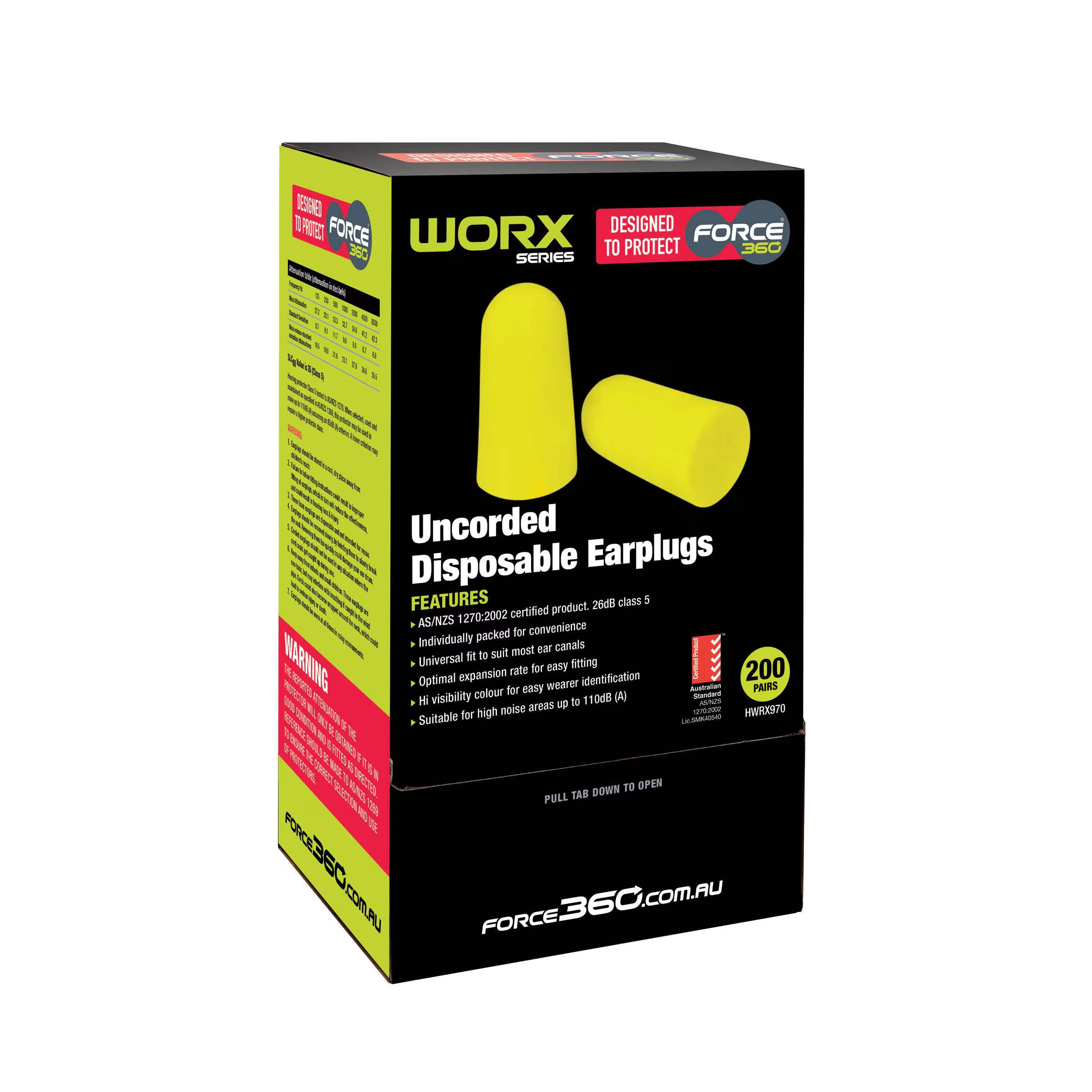 Bullet Shaped Uncorded Disposable Earplug (200 pairs) - HWRX970