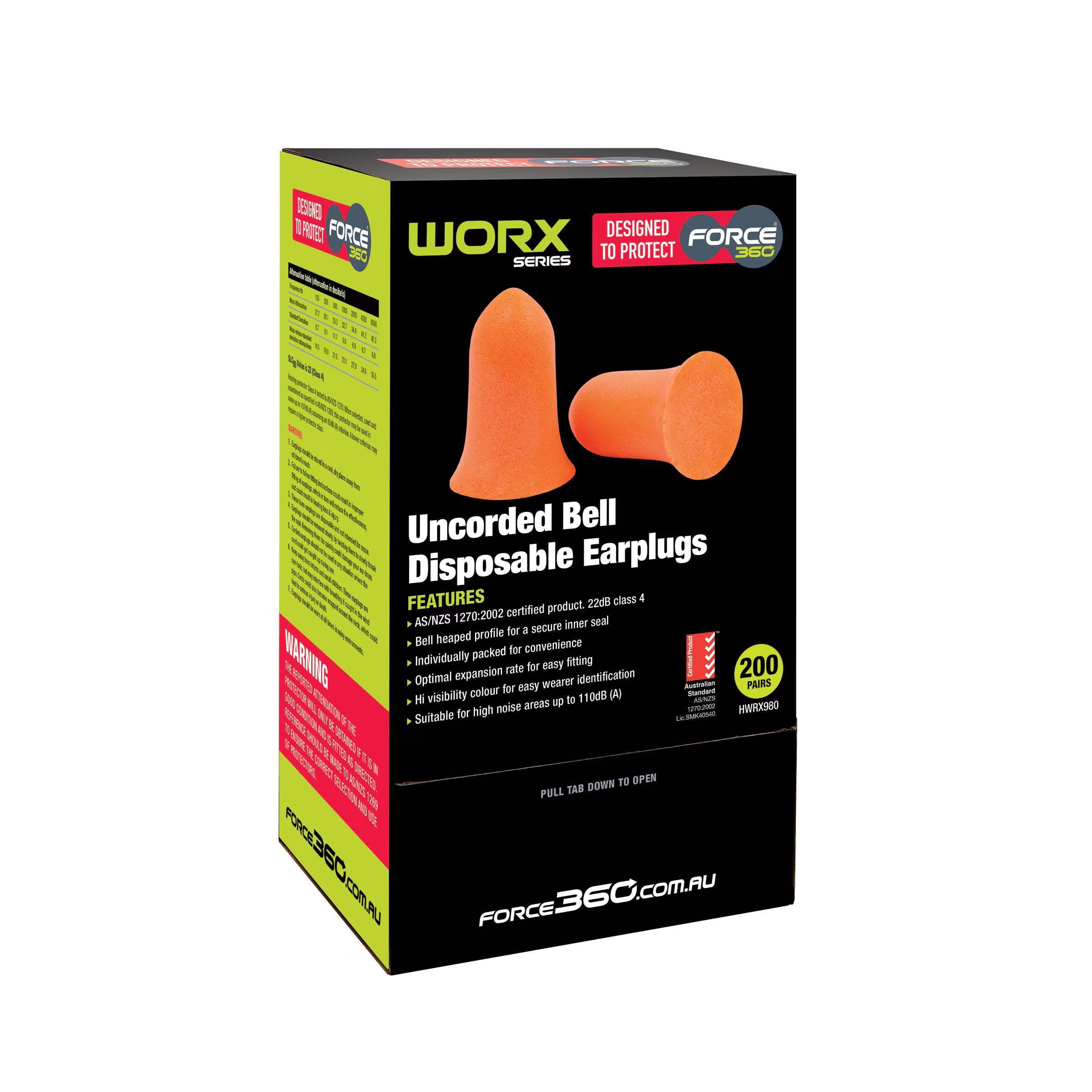 Bell Shaped Uncorded Disposable Earplug (200 pairs) - HWRX980