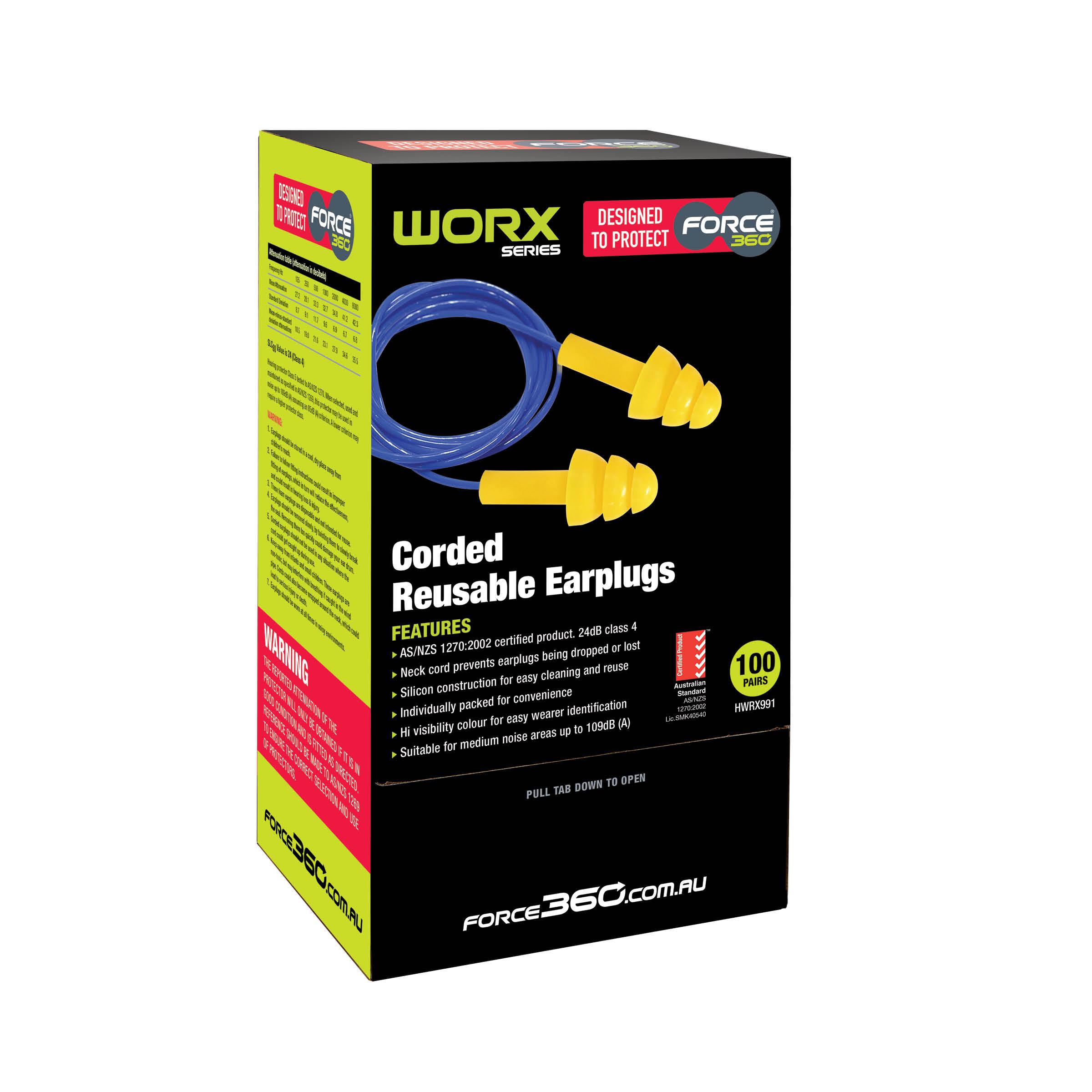Silicone Corded Reusable Earplug (100 pairs) - HWRX991