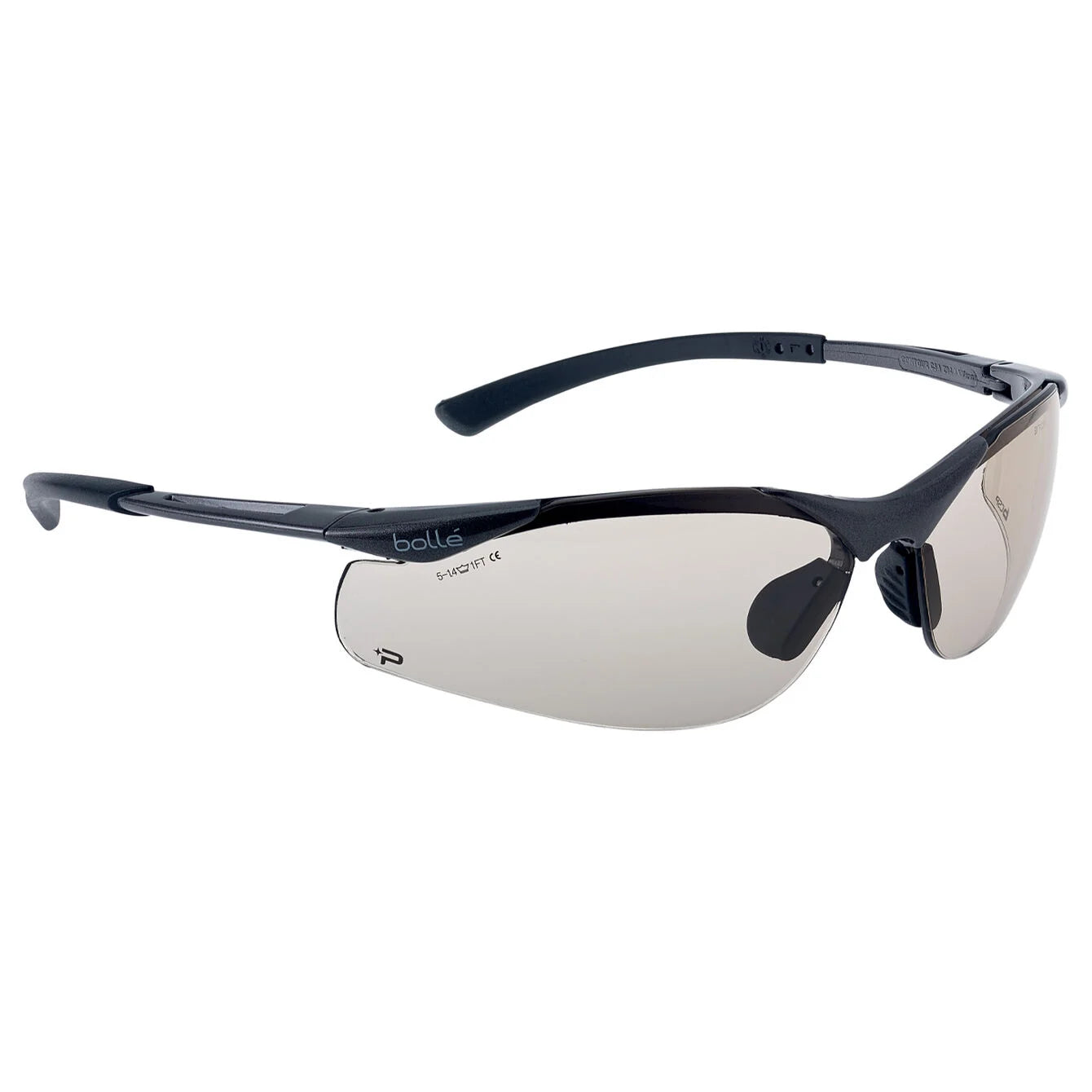 Bollé Contour Safety Glasses - Dark Gun Frame PLATINUM AS/AF