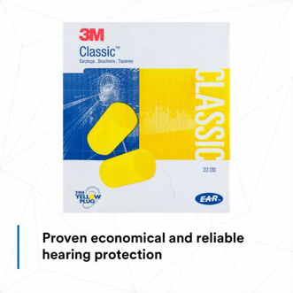 3M™ E-A-R™ Classic™ Earplugs 312-1201, Uncorded, Poly Bag, 200 Pairs/Box