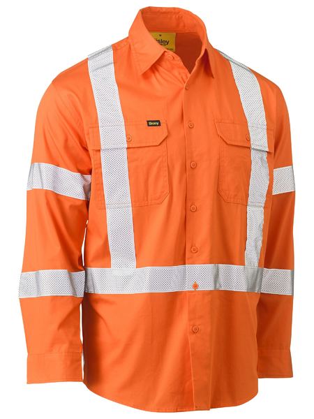 Bisley - Men's X Taped Biomotion Hi Vis Cool Lightweight Drill Shirt - BS6166XT