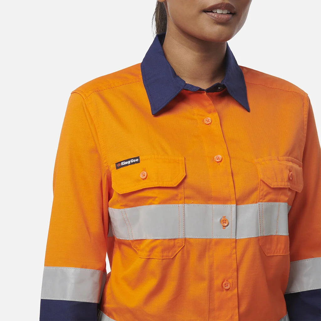 KingGee - Womens Workcool Vented Spliced Shirt Taped Long Sleeve - K44227