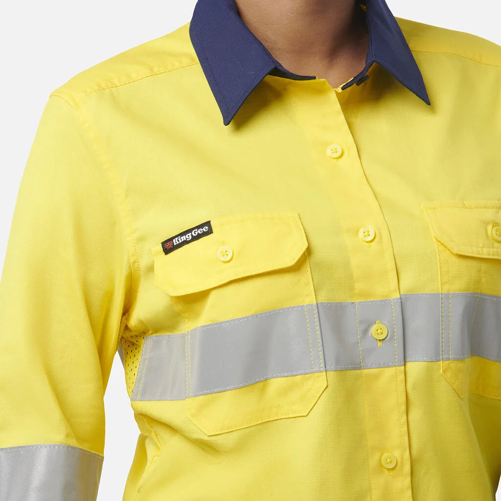 KingGee - Womens Workcool Vented Spliced Shirt Taped Long Sleeve - K44227