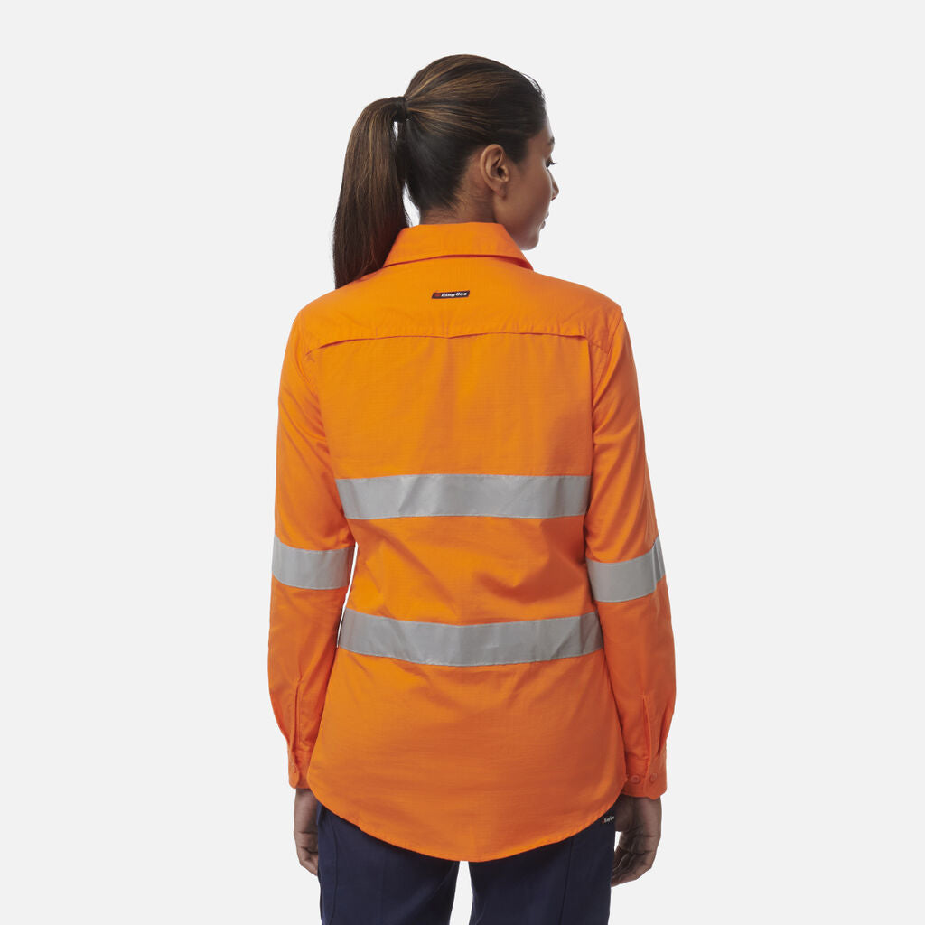 KingGee - Womens Workcool Vented Closed Front Shirt Taped Long Sleeve -  K44228