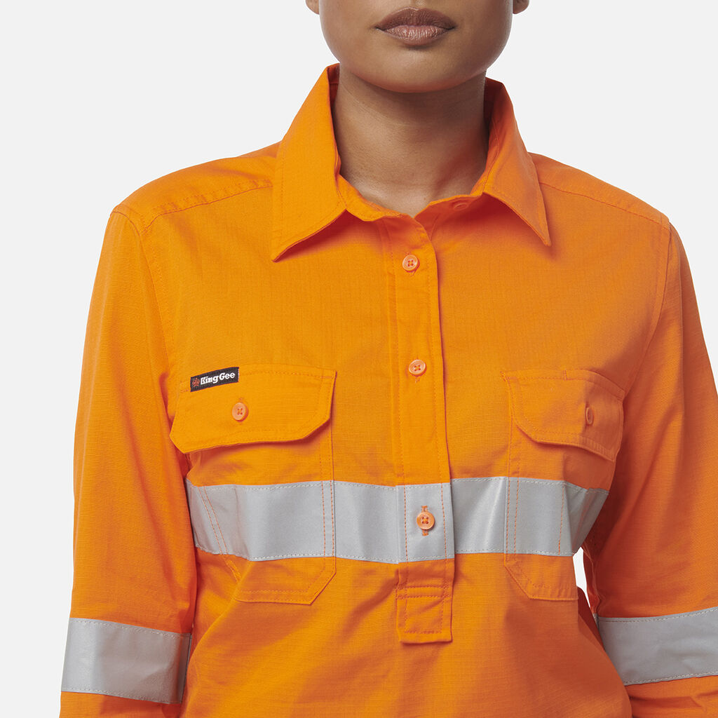 KingGee - Womens Workcool Vented Closed Front Shirt Taped Long Sleeve -  K44228