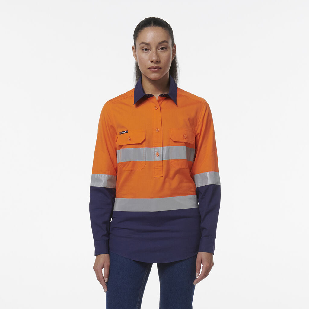 KingGee - Womens Workcool Vented Closed Front Reflective Shirt -  K44230