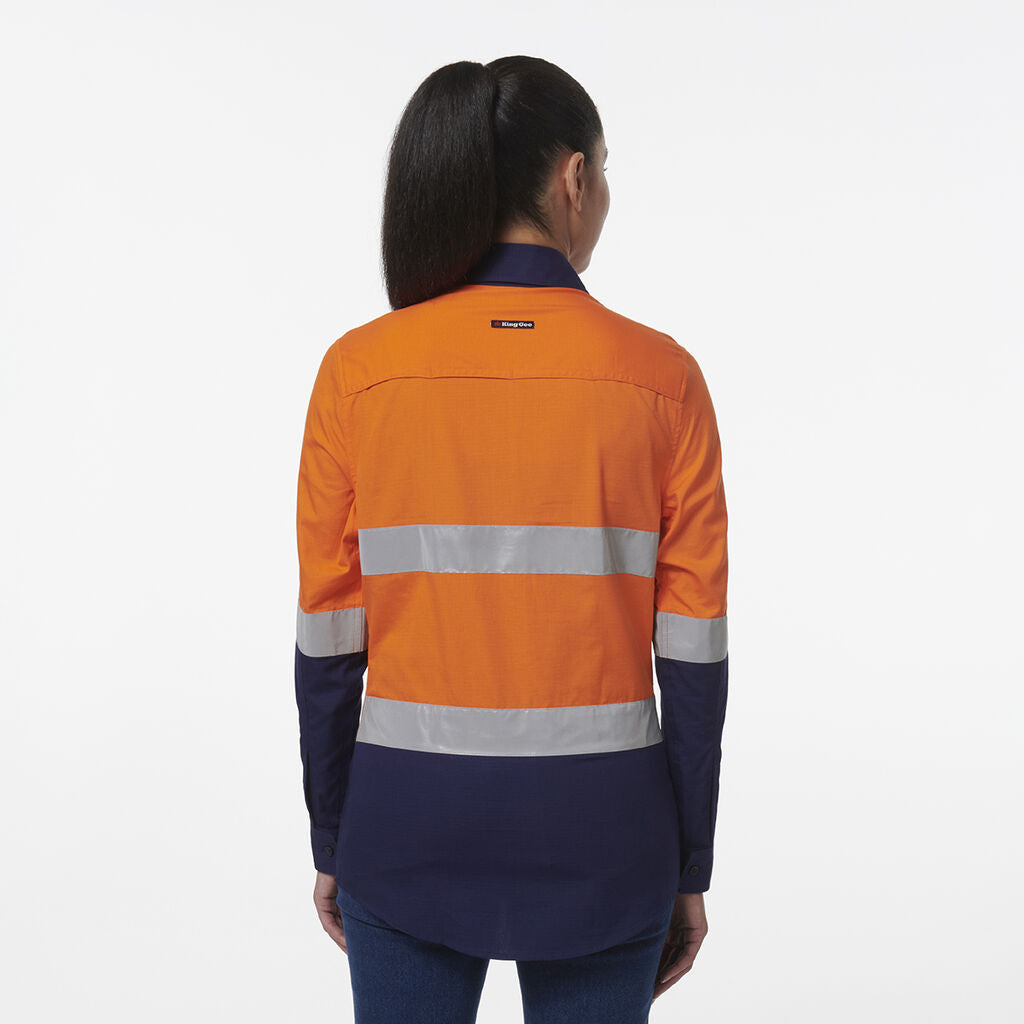 KingGee - Womens Workcool Vented Closed Front Reflective Shirt -  K44230