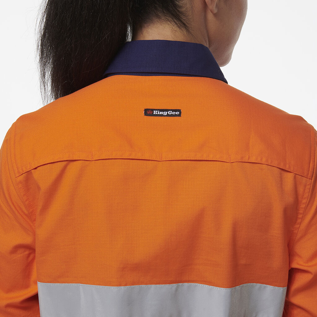 KingGee - Womens Workcool Vented Closed Front Reflective Shirt -  K44230