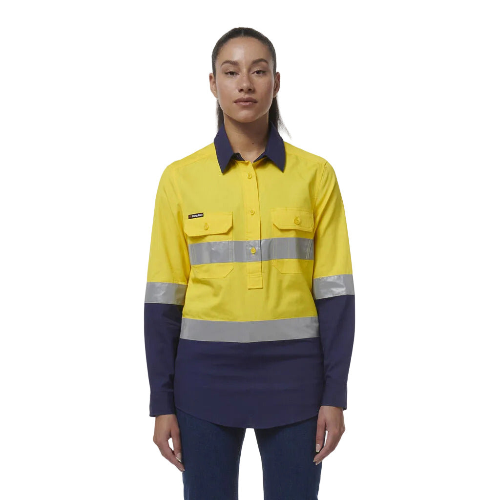 KingGee - Womens Workcool Vented Closed Front Reflective Shirt -  K44230