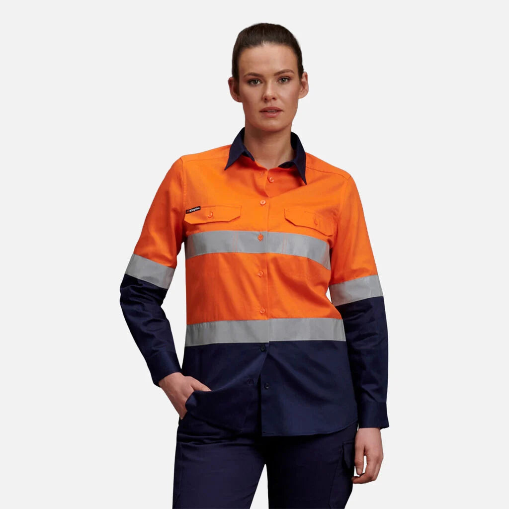 KingGee - Women's Hi-Vis Reflective Long Sleeve Work Shirt - K44532