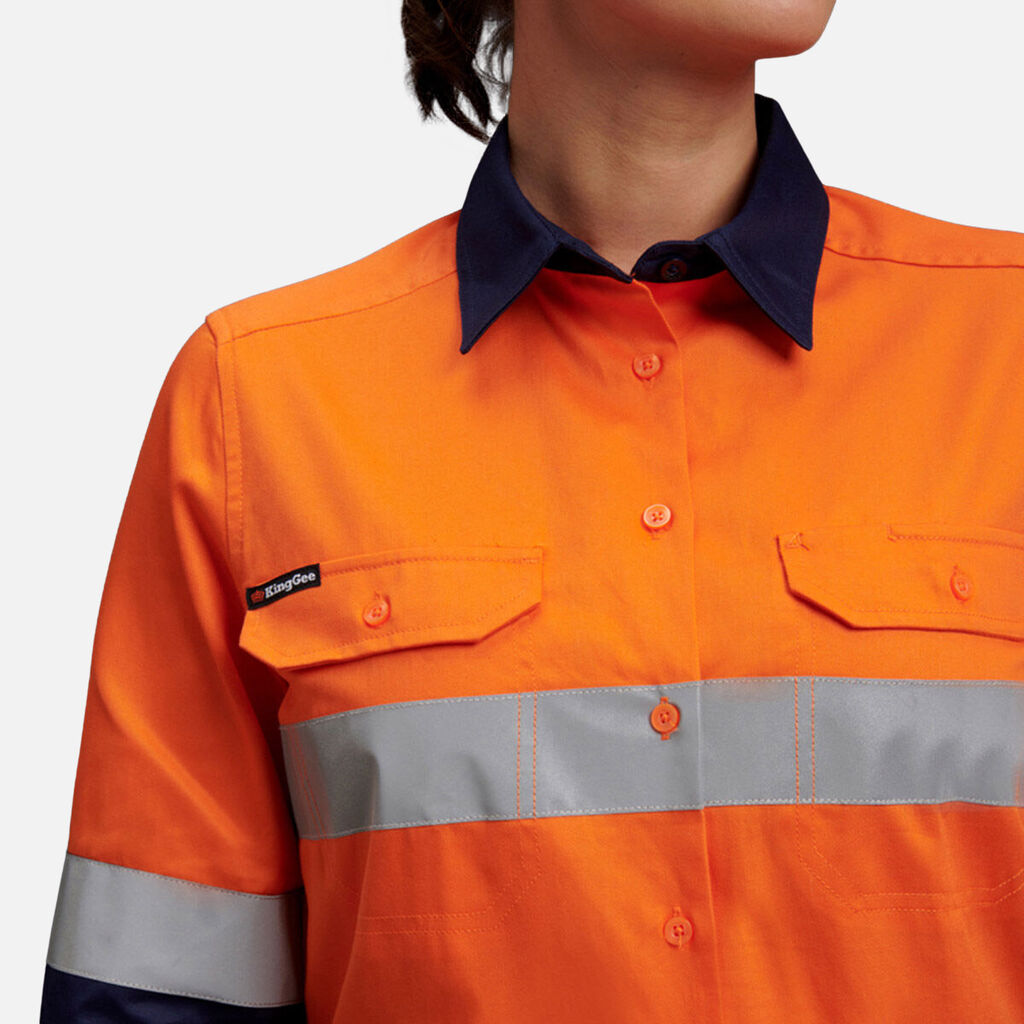 KingGee - Women's Hi-Vis Reflective Long Sleeve Work Shirt - K44532
