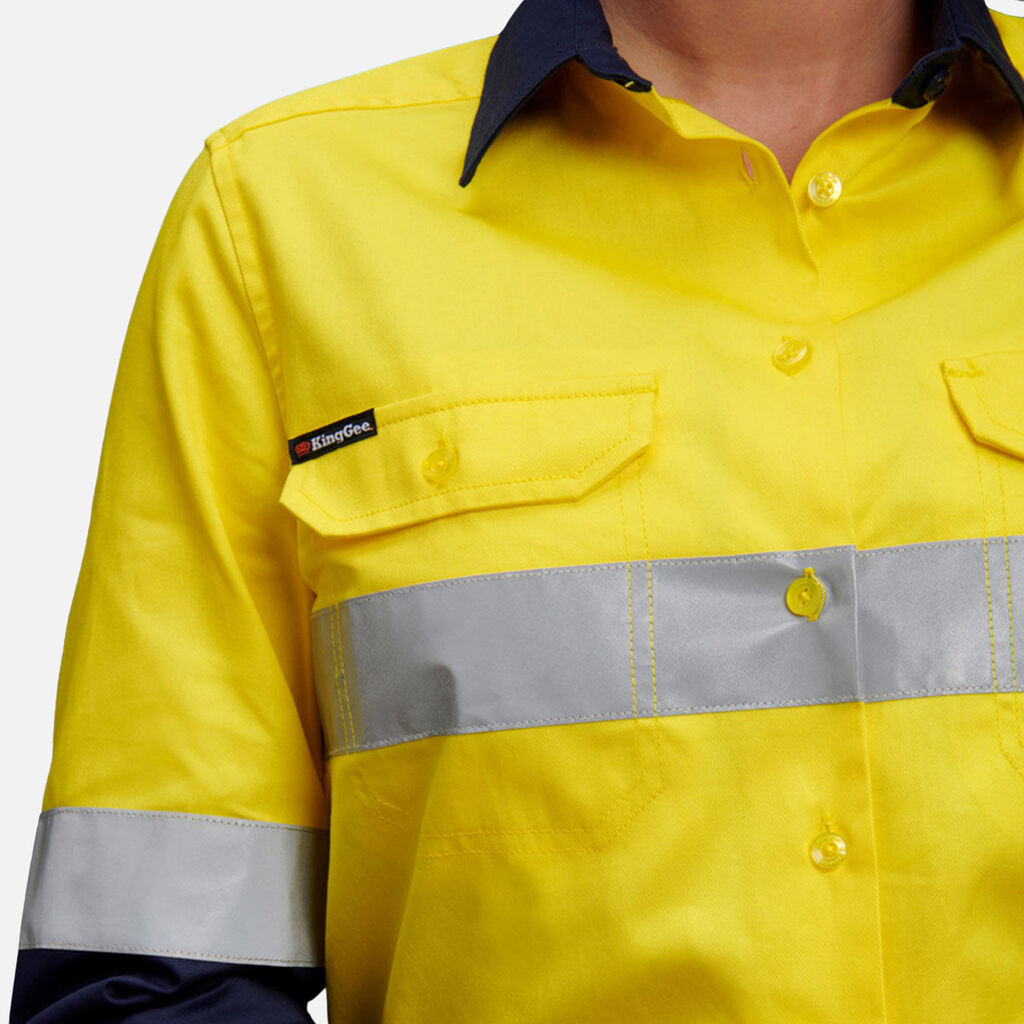 KingGee - Women's Hi-Vis Reflective Long Sleeve Work Shirt - K44532