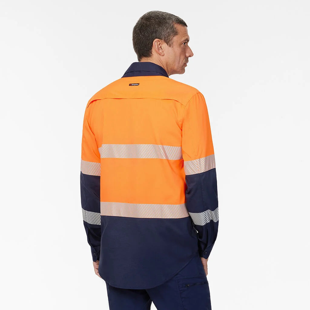 KingGee - Men's DryCool Hi Vis Spliced Taped Shirt Long Sleeve Shirt - K54037