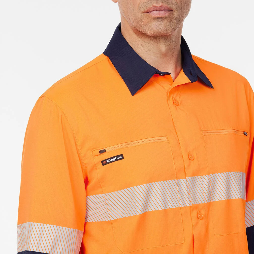 KingGee - Men's DryCool Hi Vis Spliced Taped Shirt Long Sleeve Shirt - K54037