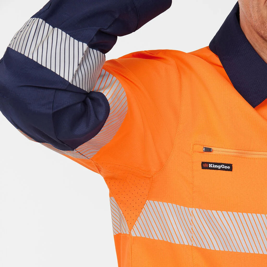 KingGee - Men's DryCool Hi Vis Spliced Taped Shirt Long Sleeve Shirt - K54037