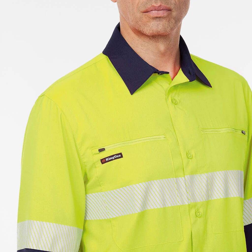 KingGee - Men's DryCool Hi Vis Spliced Taped Shirt Long Sleeve Shirt - K54037