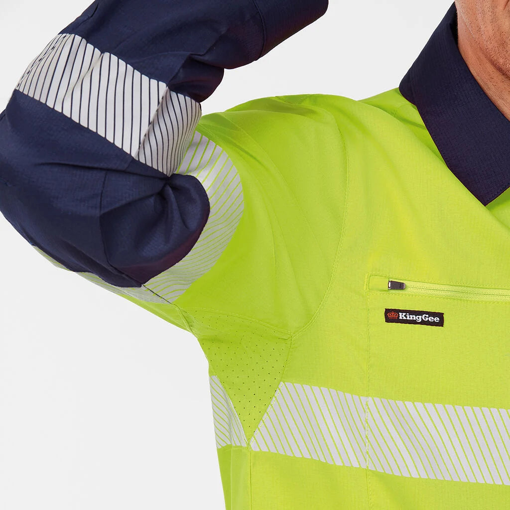 KingGee - Men's DryCool Hi Vis Spliced Taped Shirt Long Sleeve Shirt - K54037