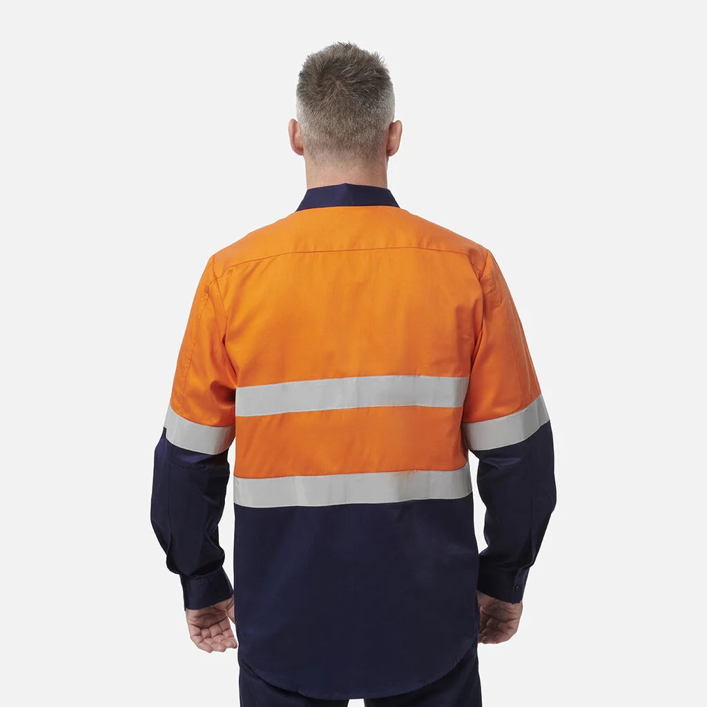 KingGee - Men's Originals Hi-Vis Reflective Two Tone Long Sleeve Work Shirt - K54315