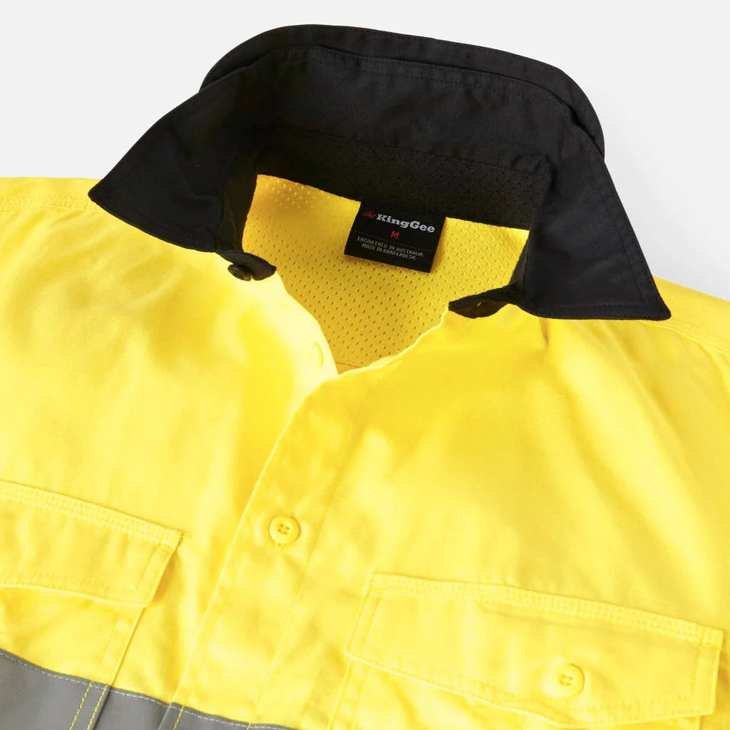 KingGee - Men's Workcool 2 Hi-Vis Reflective Two Tone Long Sleeve Work Shirt - K54880